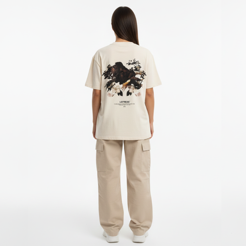 Lefrese Eagle T-shirt Creme Back side