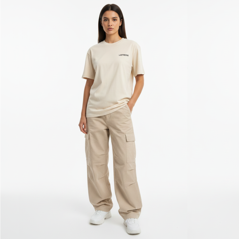 Lefrese Eagle T-shirt Creme Model Photo