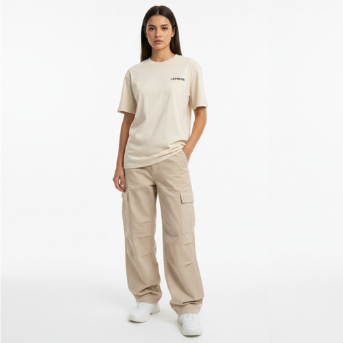 Lefrese Eagle T-shirt Creme Model Photo