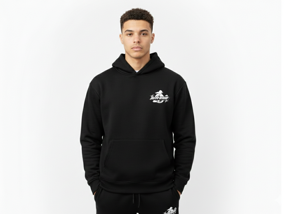 Lefrese Dare To Dream oversized hoodie black model studio photo