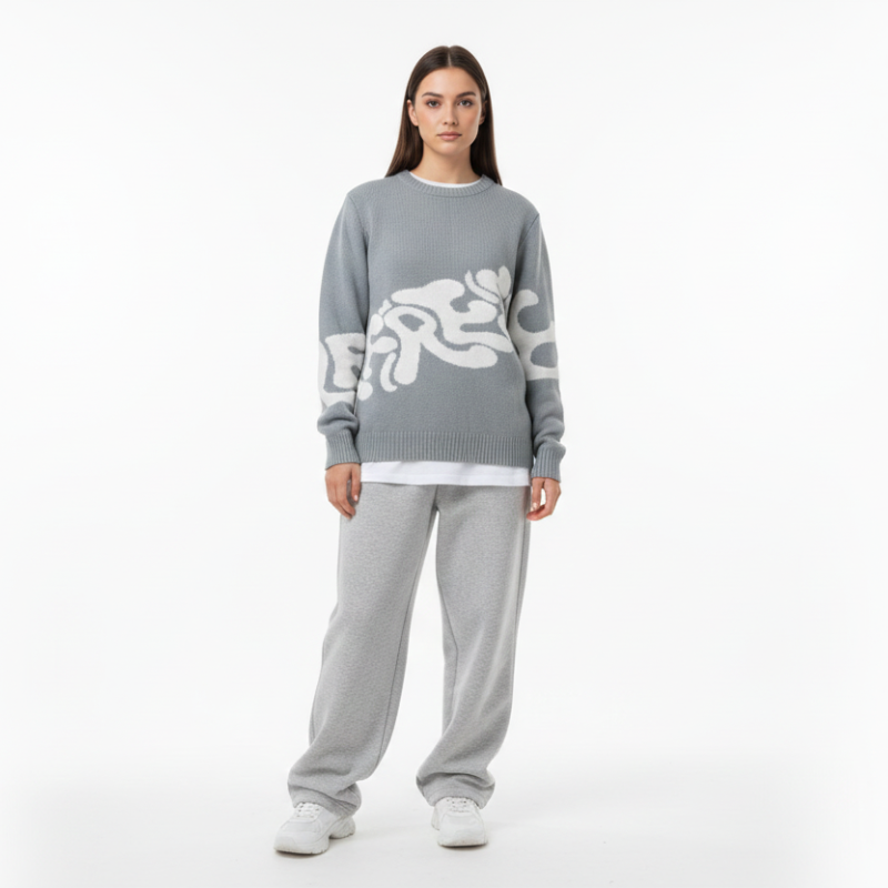 Lefrese Knitwear Sweater Gray Front Product photo